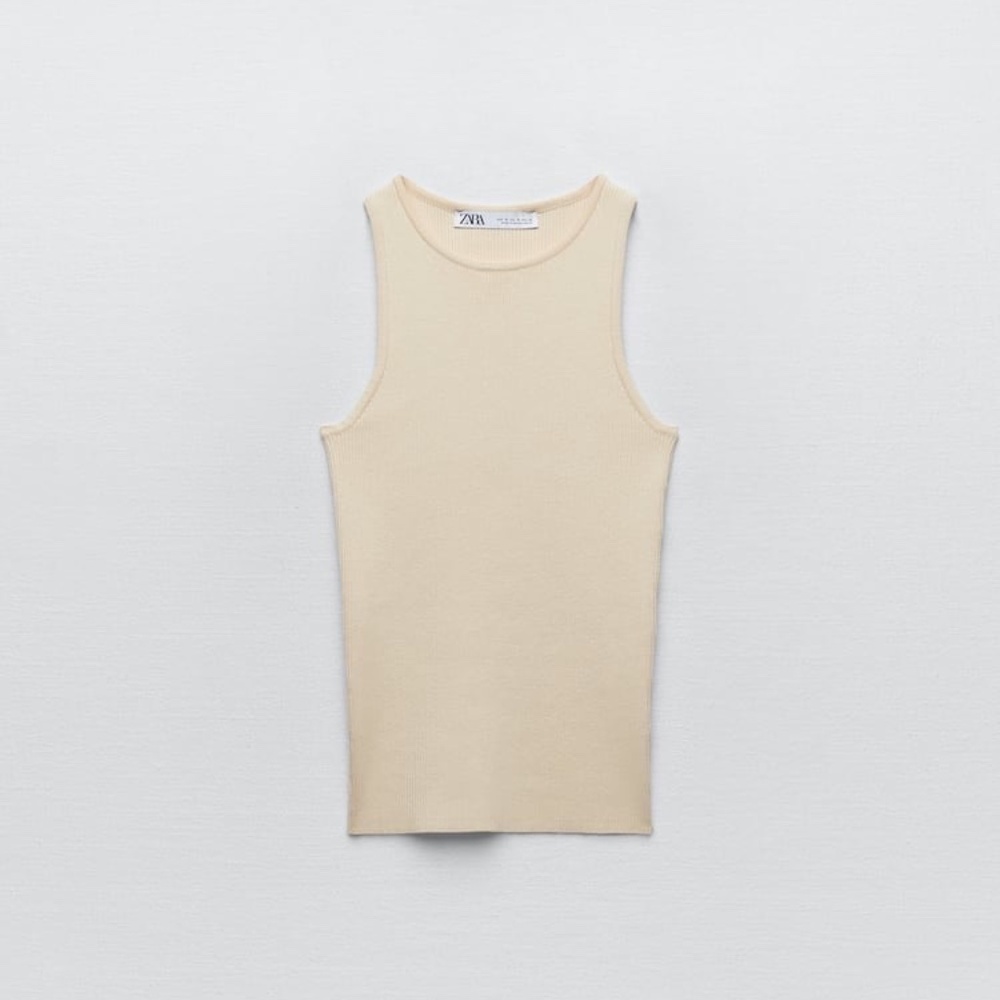 NWT - Zara - Knit Halter Top - Ivory - M